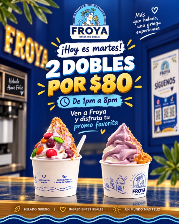 Martes: 2 dobles por $80